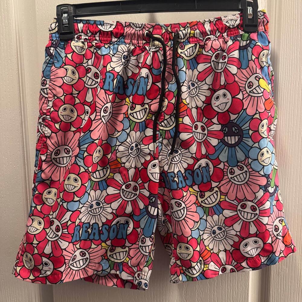 Reason All Over Smiley Face Daisy Print Board-shorts Size M